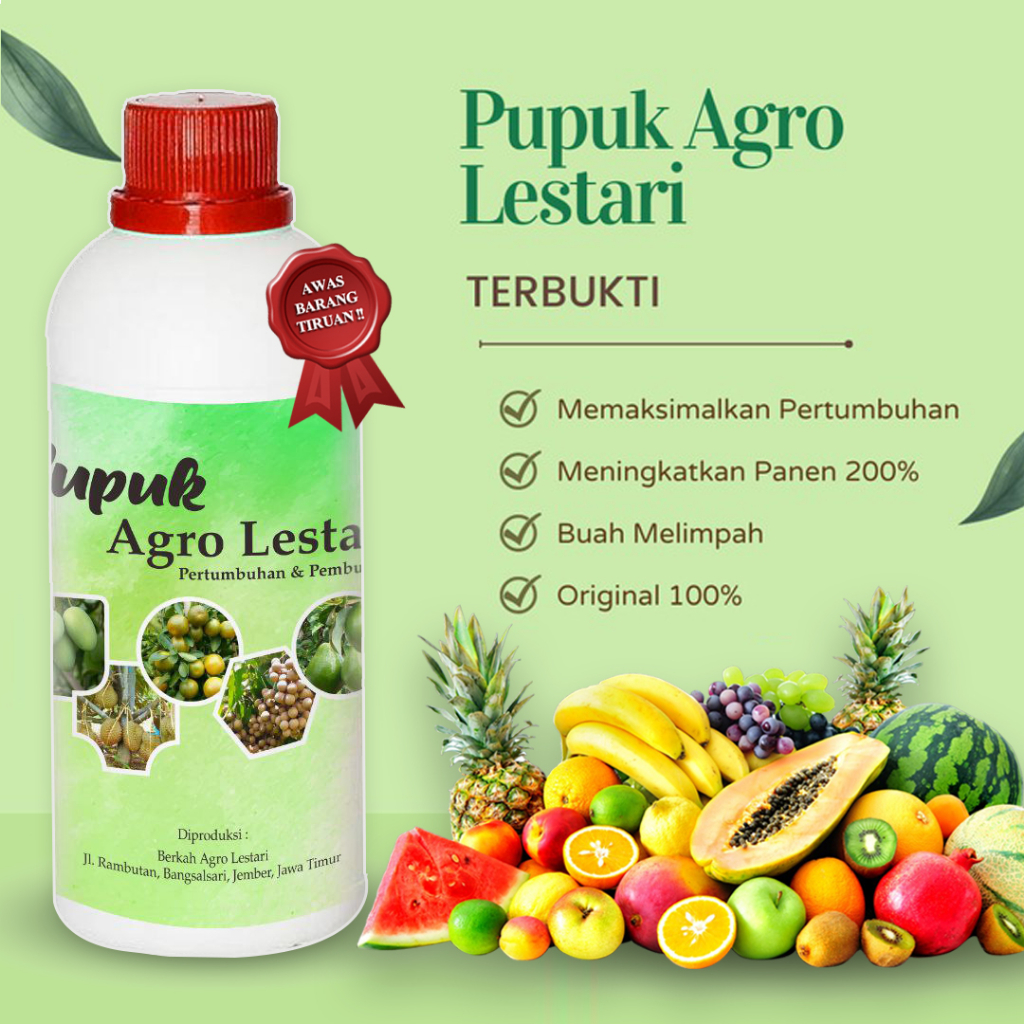 Pupuk Agro Lestari Penyubur Perangsang dan Pelebat Buah - Pupuk Agro Lestari Kemasan 1 Liter