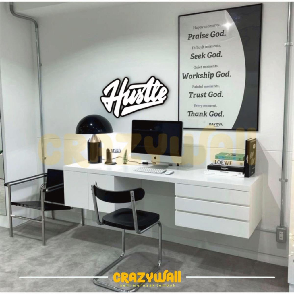 Hiasan dinding lettering “HUSTLE2“ wall decor aesthetic kamar cewek kamar cowok