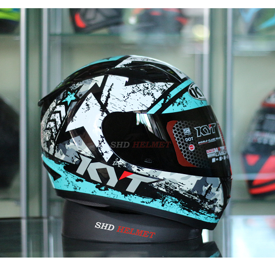 Helm KYT R10 Seri 3 Black Aqua Full Face Biru Tosca