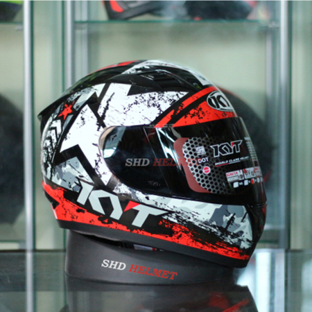 Helm KYT R10 Seri 3 Black Red Full Face Merah Hitam