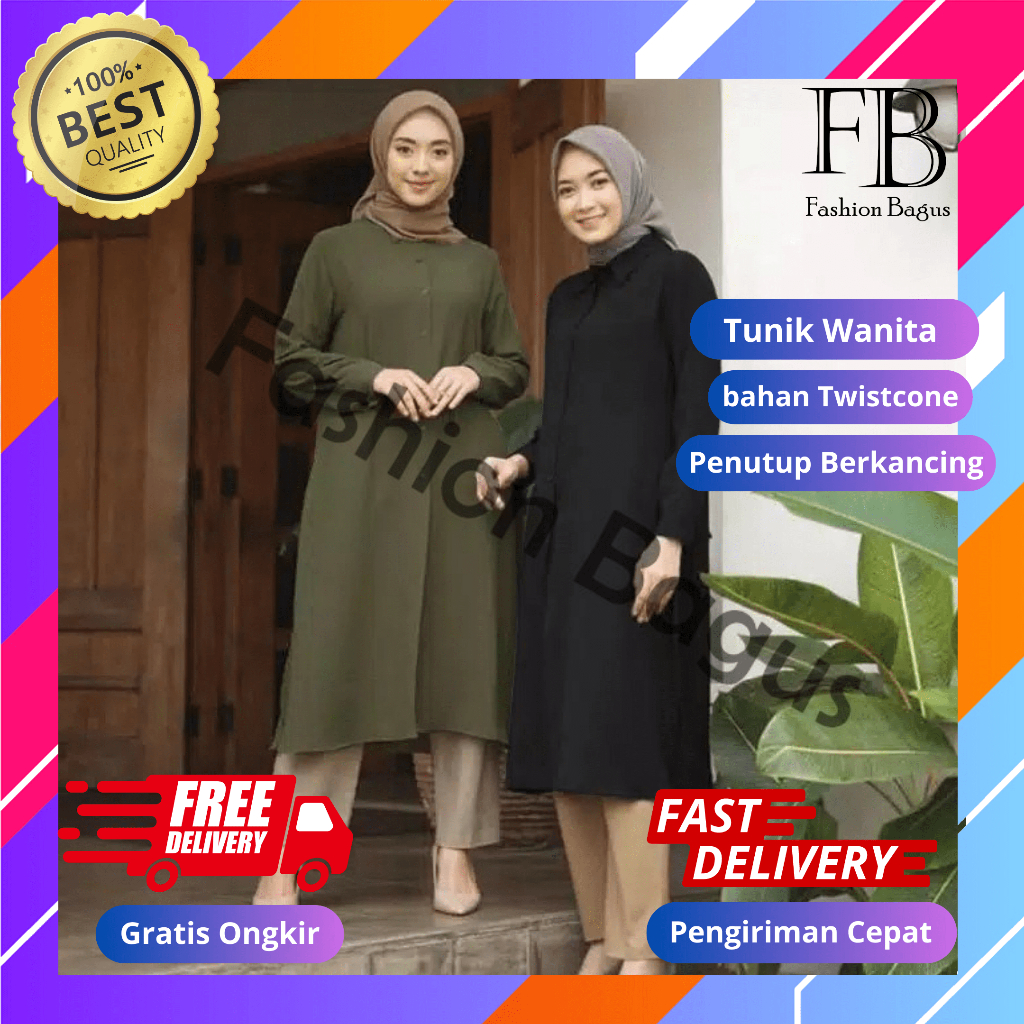 Tunik Amanda Terbaru 2022 Wanita Murah Polos Kekinian - Tunik wanita