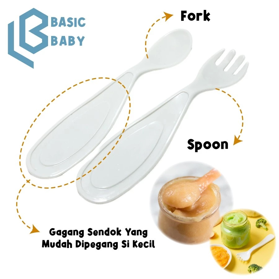 Basic Baby Feeding Spoon + Fork Set - Sendok Garpu