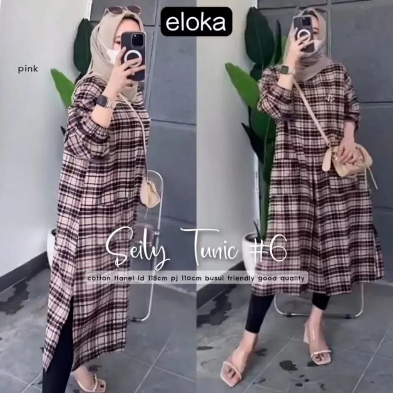 (COD) NEW SEILY TUNIC #6 / SEILY TUNIC #2/ TUNIK DEWASA / KEMEJA KOTAK / TUNIK FLANEL / ATASAN MUSLI