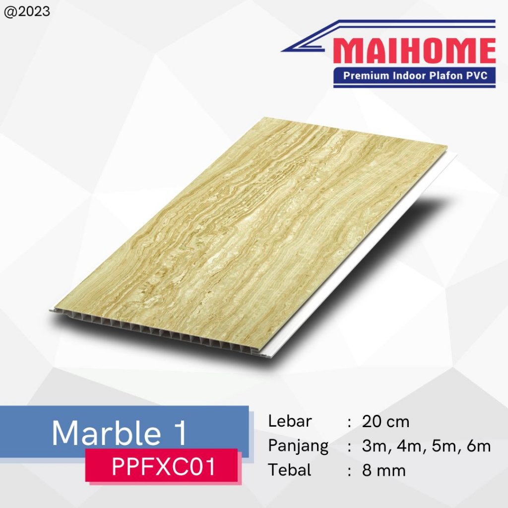 Plafon PVC Minimalis Motif Marmer Merk Maihome Marble 1 Ukuran 400cm x 20cm