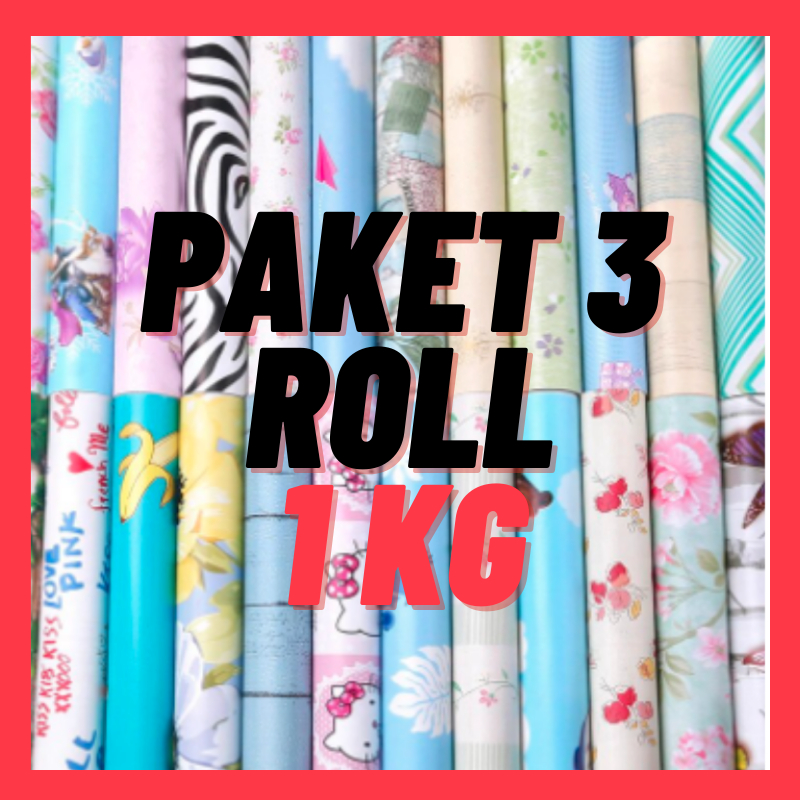 Paket 3  Roll 1 Kg Wallpaper Dinding - Walpaper Kamar Tidur - Wallpaper Ruang Tamu - Wallpaper Murah