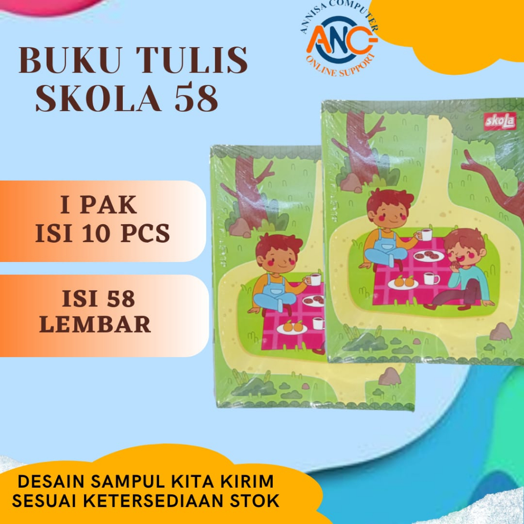 

Buku Tulis SKOLA 58 Lembar / Skola / 1 Pak isi 10 Buku Murah ORI