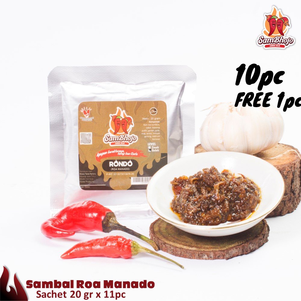 

SamBhojo - Sambal Roa Manado (Bojo Rondo) Paket 10 Sachet, GRATIS 1