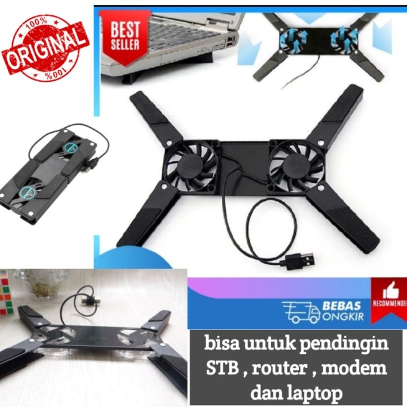 Cooling pad kipas angin laptop notebook modem STB extra usb portabel dual fan