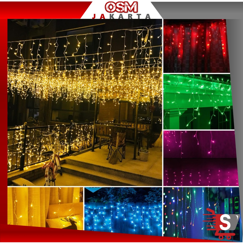 OSM JKT L5834 Lampu Natal Tirai LED Lampu Hias Tirai Putih / Biru / Ungu / Pink / Tumblr Tirai Lampu