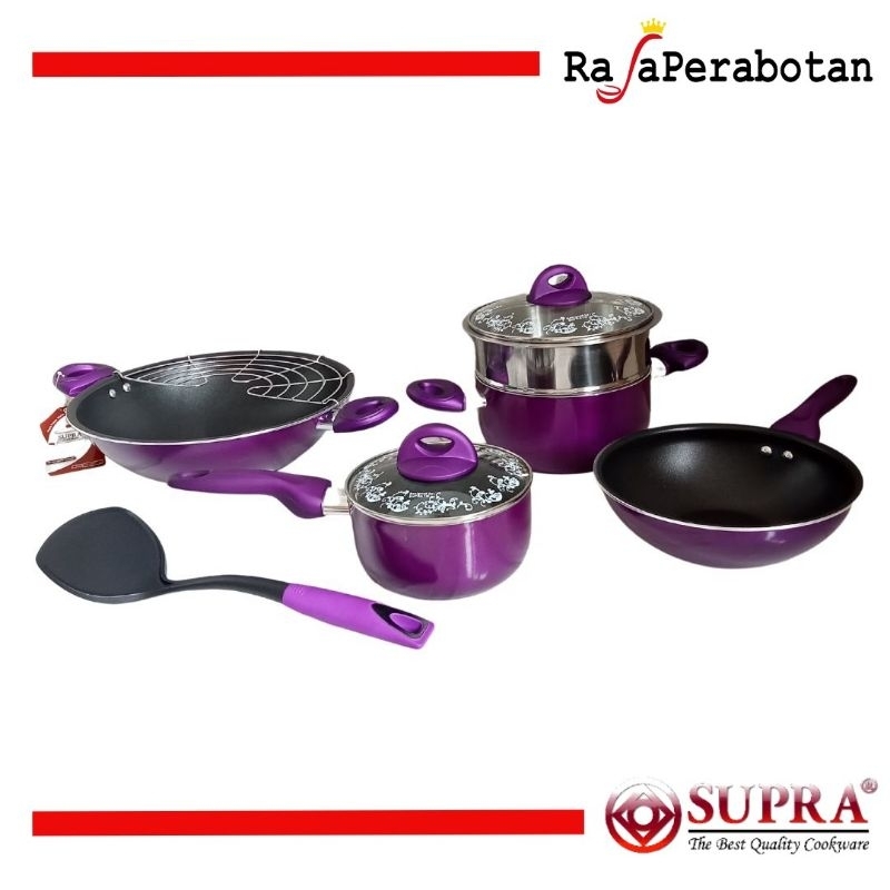 SUPRA Panc Set 9 Pcs Premium Rosemary 9 Pcs Teflon Original