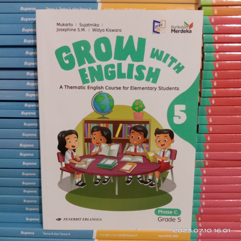 Buku Grow with English Kelas 5 SD Kurikulum Merdeka Erlangga / Bahasa Inggris kelas 5