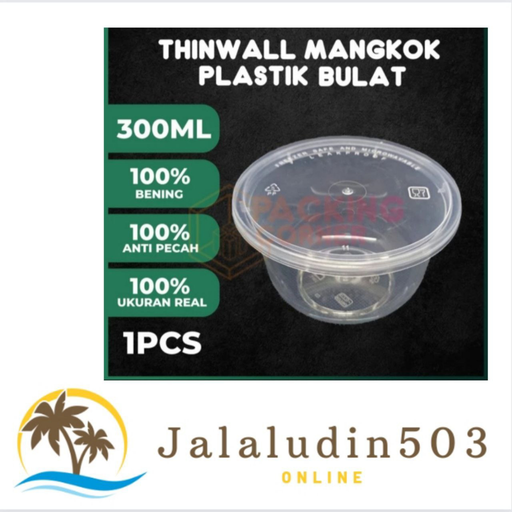 thinwall mangkok cup plastik bulat microwave anti panas ukuran 300ml