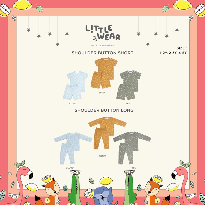 LITTLE PALMERHAUS little wear 15 LONG SHORT sleeve SHOULDER button setelan oblong lengan panjang pen