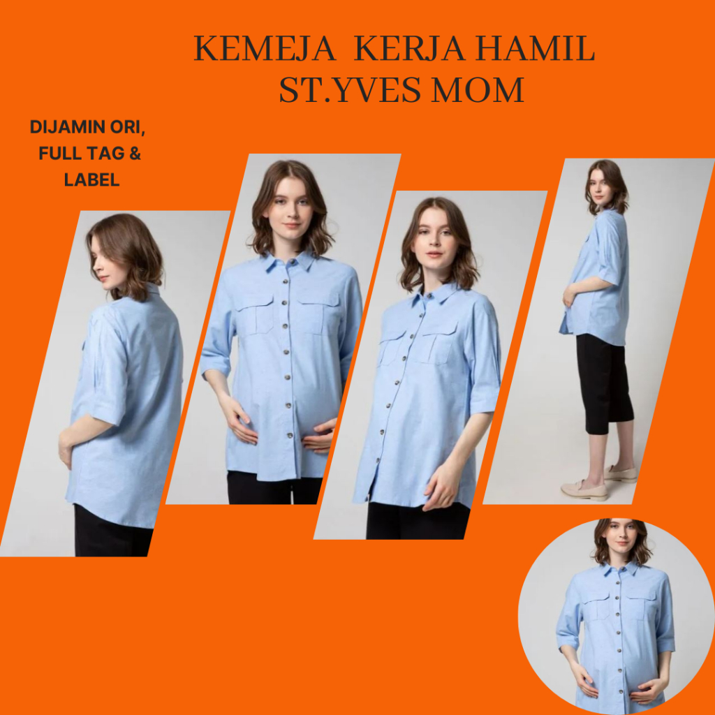 Baju Hamil Kerja/Kemeja Hamil St.Yves Mom Blouse Lengan Panjang Print Flower?Kemeja Hamil Kerja
