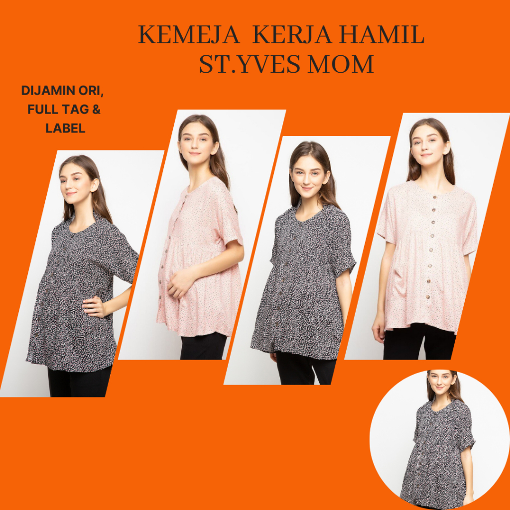 Baju Kerja Hamil dan Menyusui/Blouse Hamil  Kerja St. Yves Mom/Kemeja Hamil Kerja Print Bunga