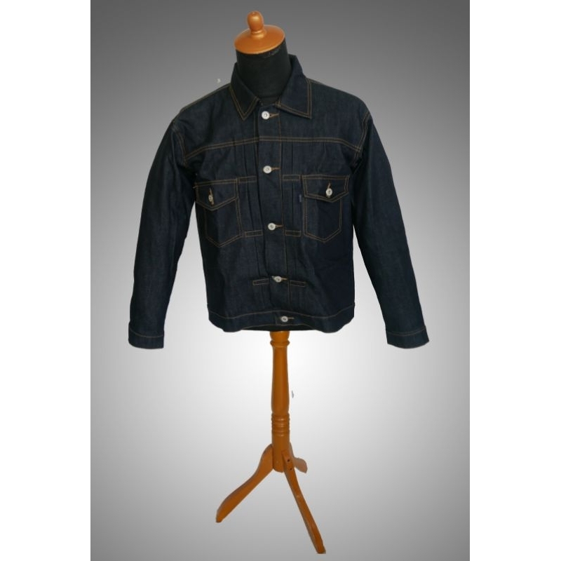 SIMISSTY DENIM. VINTAGE JACKET RAW DENIM 16 OZ TIPE 2. DARK BLUE COLOR. HEAVYWEIGHT DENIM