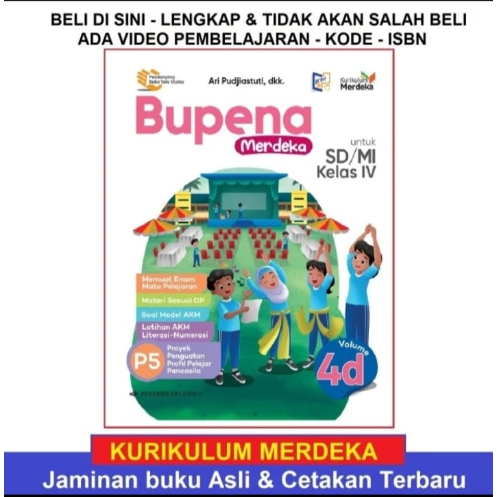 ORI harga satuan buku teks BUPENA kurikulum merdeka untuk SD/mi kelas 4 edisi terbaru penerbit Erlangga