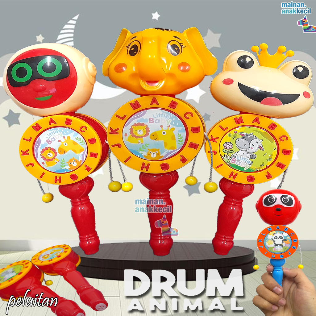 Mainan anak  Musik Kerincingan Animal Band Rattle Drum Musik Drum Perkusi