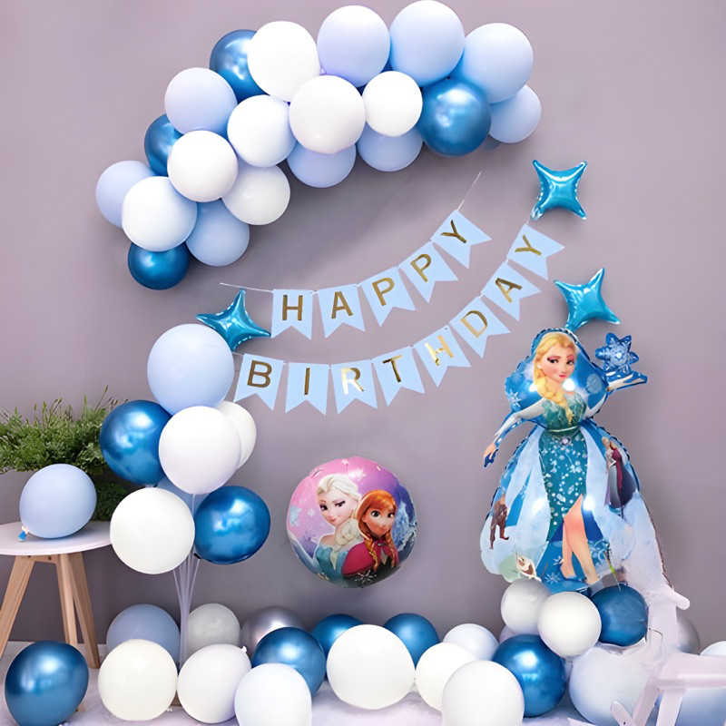 Paket set dekorasi ulang tahun anak simple frozen murah