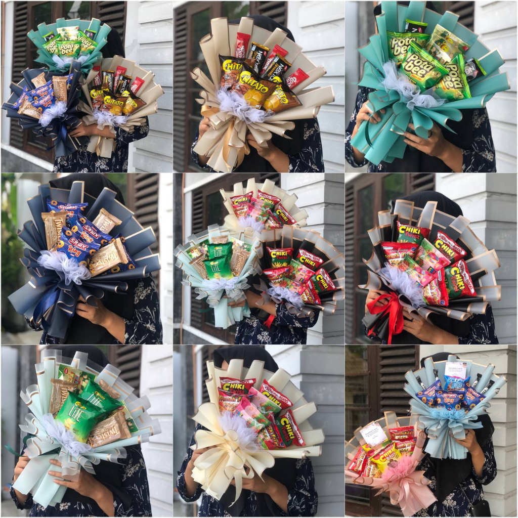 Buket snack / buket snack murah / buket snack jogja / buket snack wisuda / buket snack gratis kartu 