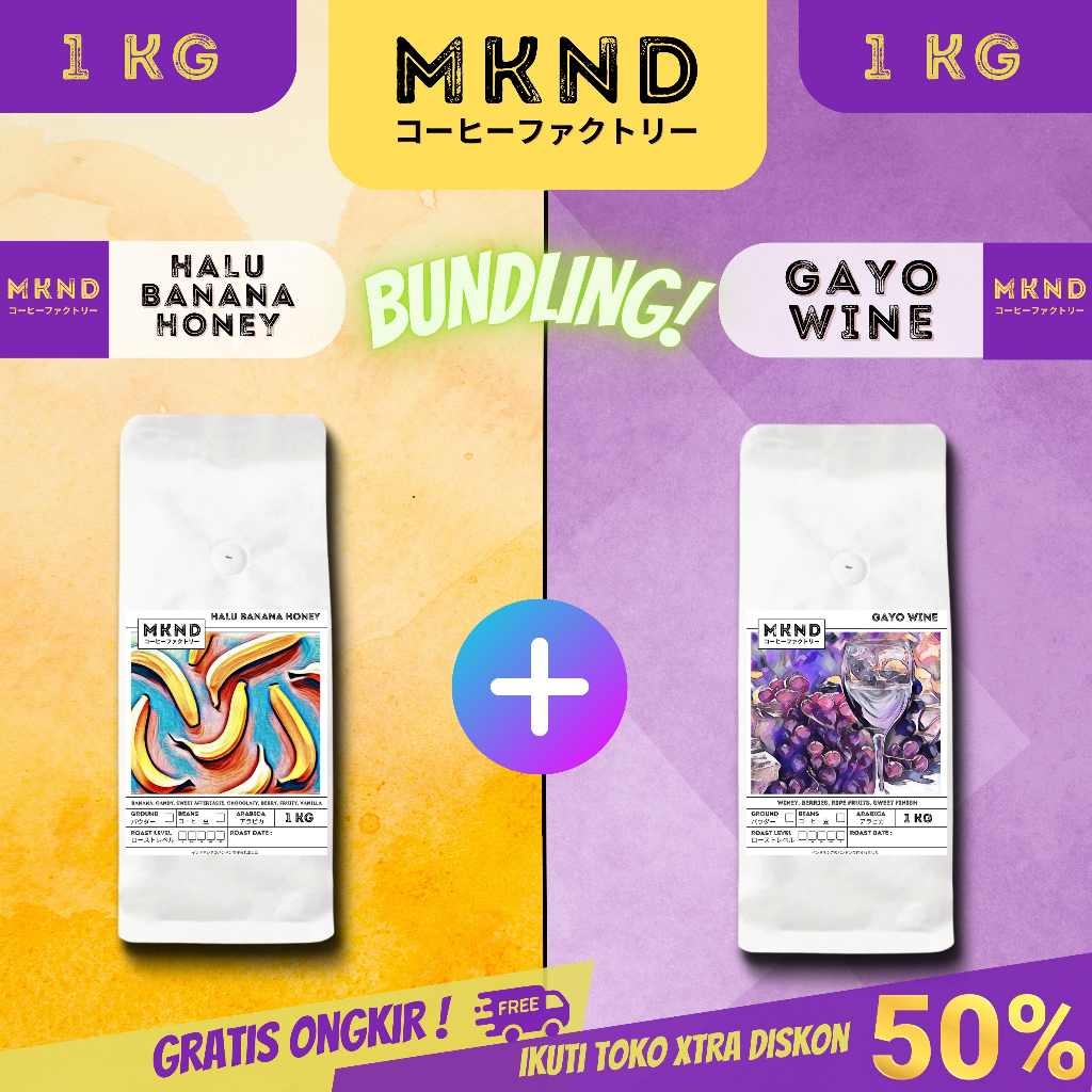 

BUNDLING HEMAT 2X500 KOPI ARABIKA HALU BANANA HONEY + GAYO WINE DISKON