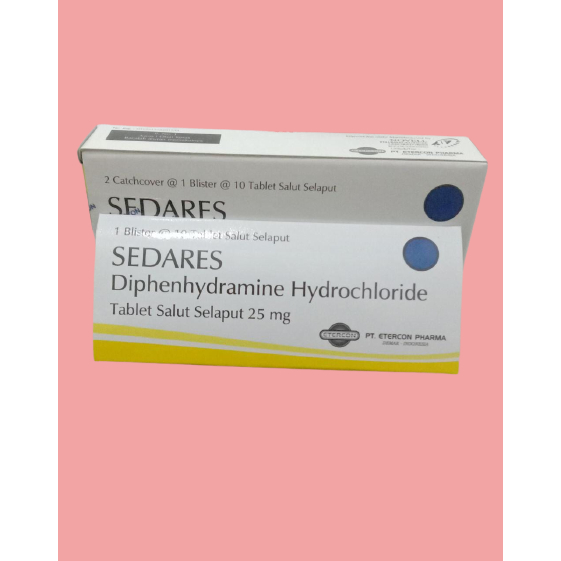 SEDARES 25MG TABLET PER BOX ISI 2 STRIP (DIPHENHYDRAMINE HCl)