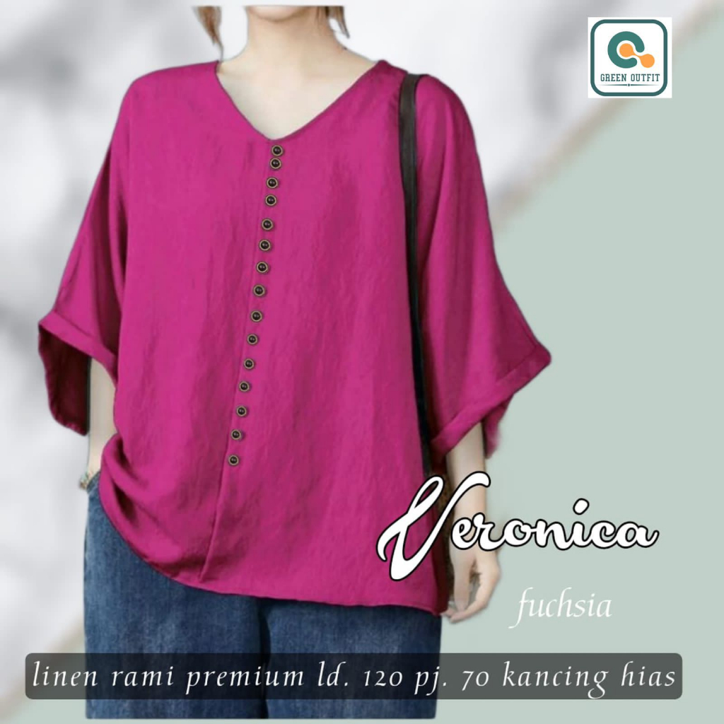 veronika shirt pakaian baju atasan kemeja blouse bluse blus bluss katun jumbo ld 130 xxxxl bigsize b