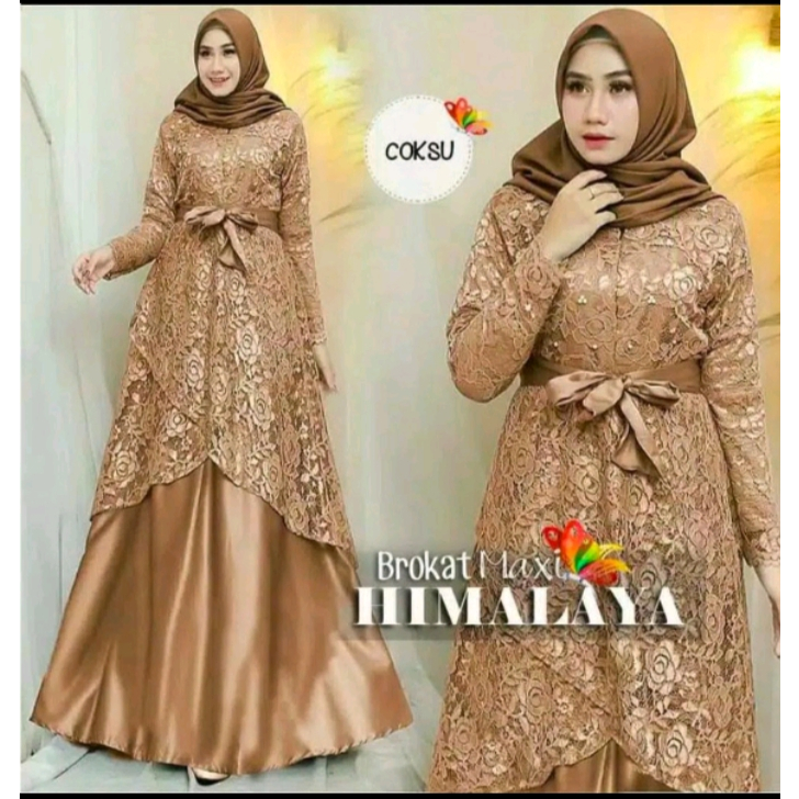 GAMIS HIMALAYA BROKAT gamis brokat kekinian / DRESS/ BROKAT UKURAN L,XL,XXL, JUMBO