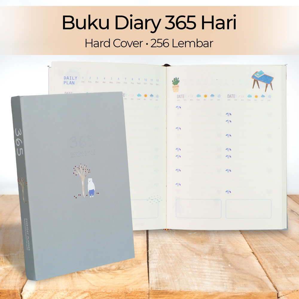 

DingDongTu Buku Diary 365 Hari Hardcover Agenda Planner Book - DDT-4083 - Gray