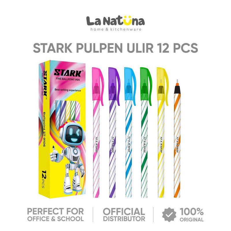 

pulpen stark ST 9106 12pcs pulpen ulir sekolah kantor tinta hitam / bolpoin