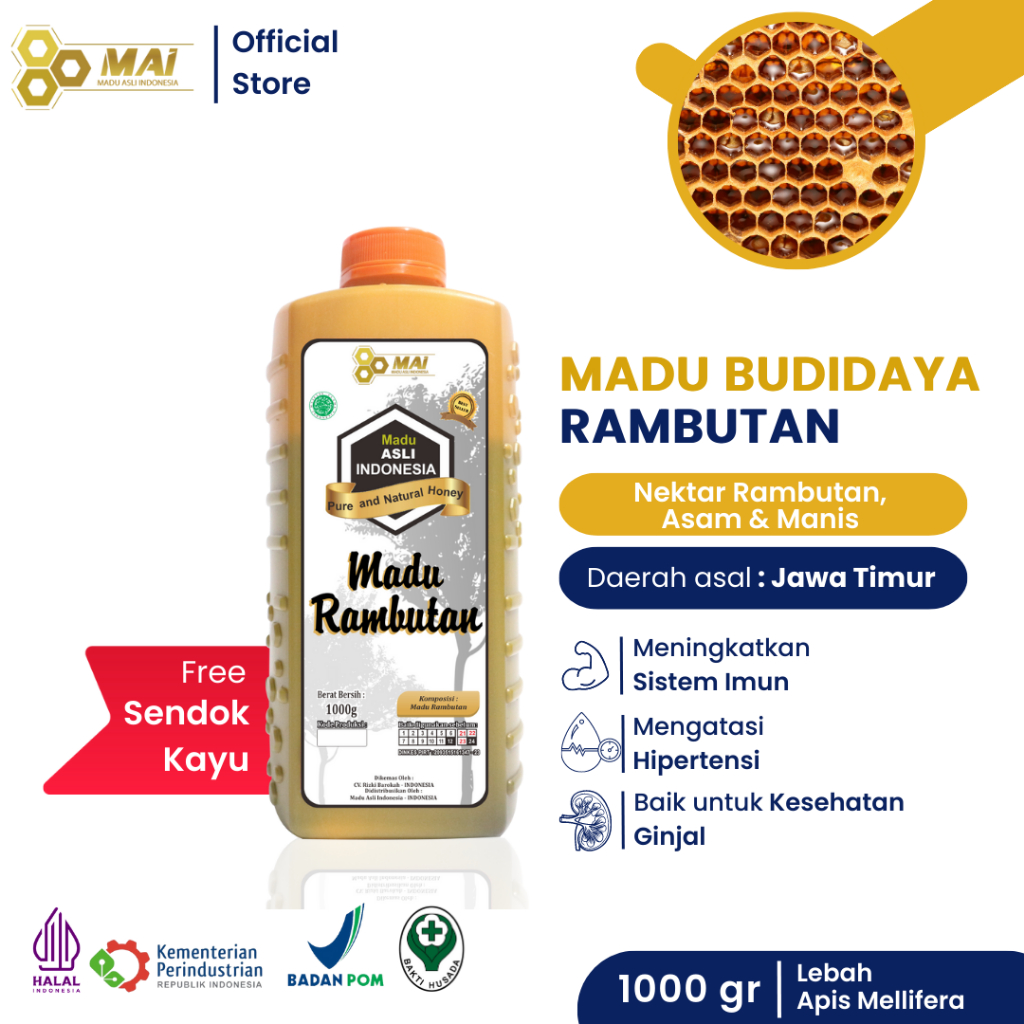 

Madu Ternak Rambutan 1 kg /1000gr / Lebah Apis Melifera - Garansi Murni & Asli 100% - Madu Asli Indonesia / Madu Murni / Madu Koleseterol/ Kolestrol - Bersertifikat