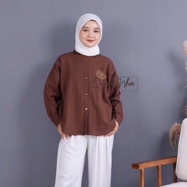 KEMEJA WANITA LINEN PREMIUM NELKA
