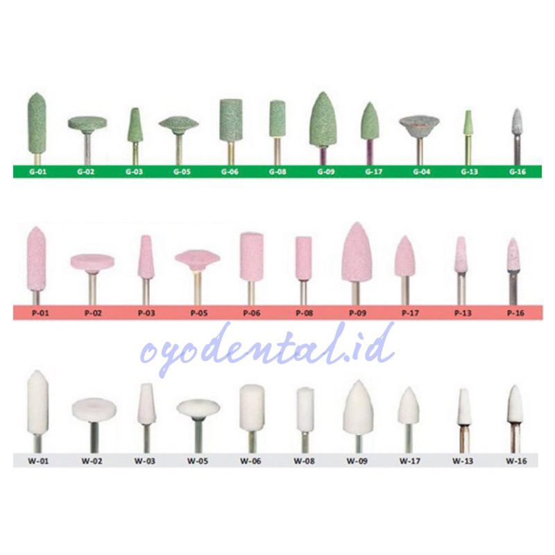 Dental bur poles akrilik / stone polishing acrylic pink white green red