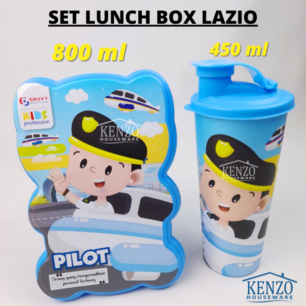 Lunch Box Set Anak Karakter Dengan Tumbler Botol Minum VALUE SET LAZIO BIGGY Tempat Bekal Anak Soven