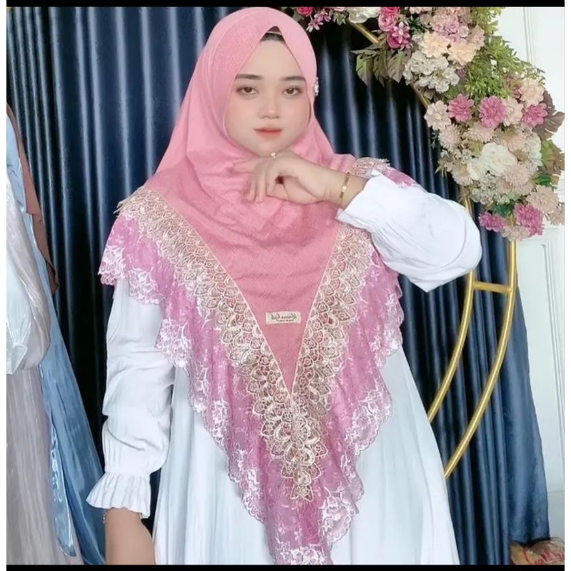 HIJAB/JAMILAH/BY.ALMEERA/MATT.JERSEY MAMOSA MIX RENDA MEWAH/2 LAYER/PED ANTEM/LEBEL BESO BROS