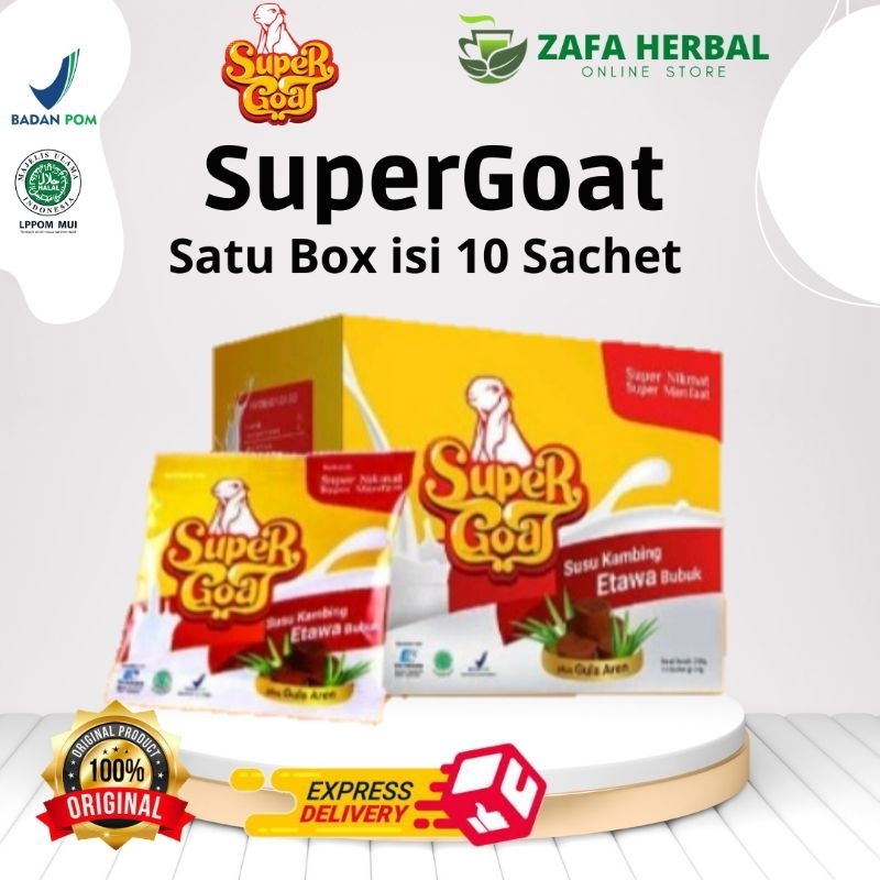 

SUPERGOAT Susu Kambing Etawa Bubuk Gula Aren isi 10 sachet Super Goat Original Bisa COD Bisa Gojek