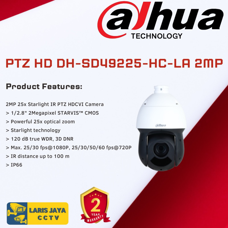 CAMERA CCTV PTZ HD DH-SD49225-HC-LA 2MP 25x Optical Zoom Starlight