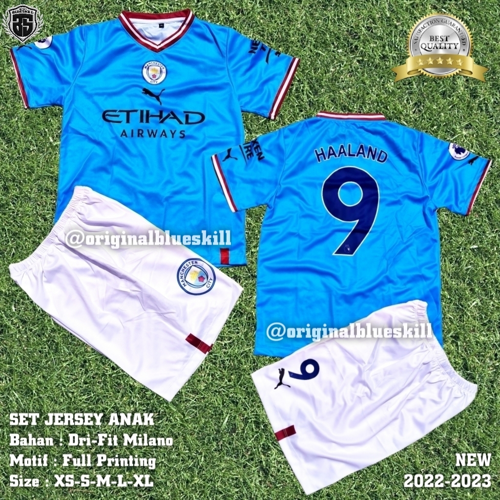 Setelan anak jersey manchester city 2022/2023 / setelan jersey anak club luar / setelan sepak bola anak terbaru / pakaian olahraga anak