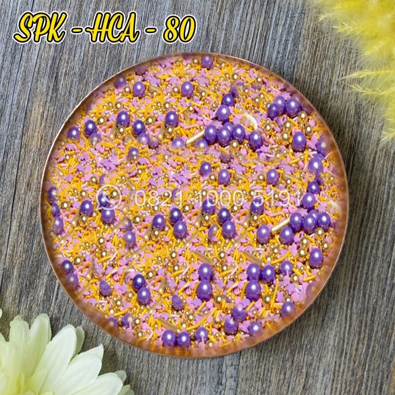 

SPK-HCA-80 SPRINKLES/SPRINKEL/MUTIARA/HIASAN CAKE/SUGAR BEADS UNGU PURPLE GOLD EMAS