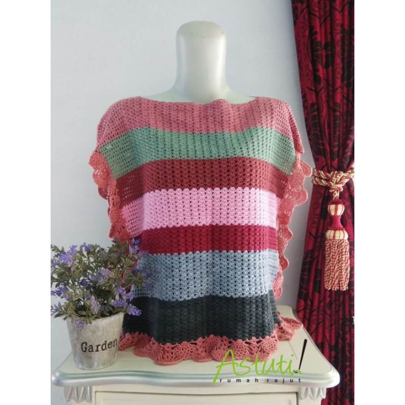 Baju Rajut Ponco Segi empat Handmade