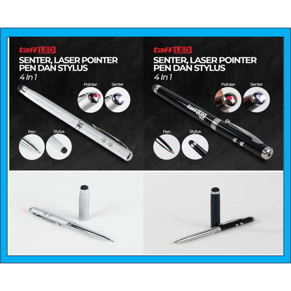 

Pulpen serba guna unik Stylus + Laser Pointer + Pen + Senter - 4 in 1- TaffLED