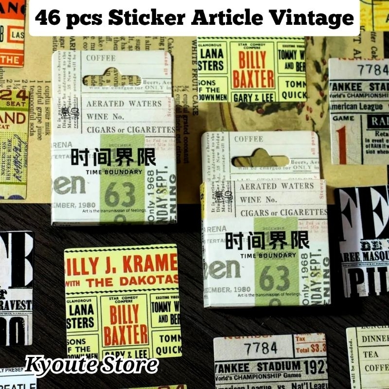 

46 pcs Sticker Vintage Article Magazine Newspaper English Words Journal Scrapbook