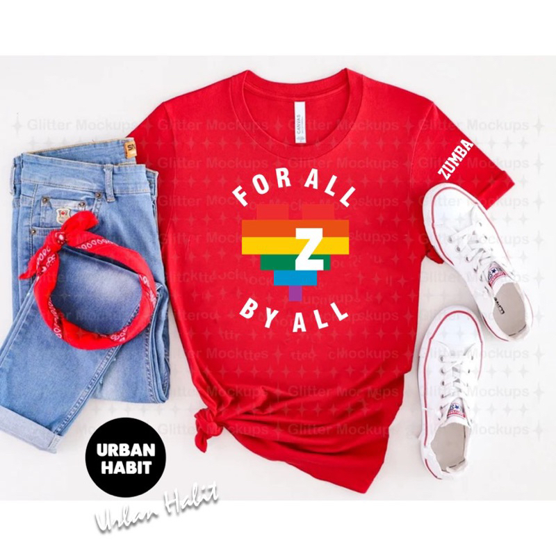 Kaos Zumba Merah putih / baju zumba merah / kaos warna merah putih / kaos senam / kaos senam merah p