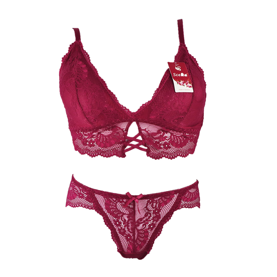 Scelta - Sexy Bra Set Celana Dalam Transparan Bralette Renda Setelan Bh Sc 1792 Set