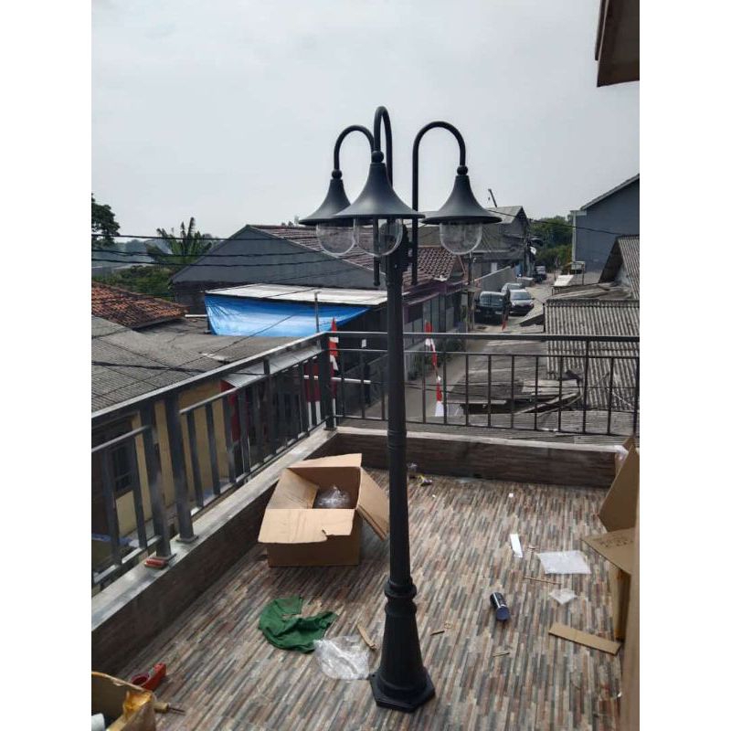 ⭐GARANSI⭐LAMPU TAMAN LAMPU TIANG CABANG 3 TINGGI 2 METER