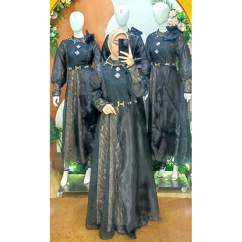 Gamis Pesta Grosir Khusus Warna Hitam Harga Sudah Dapat 2 Pcs Gamis