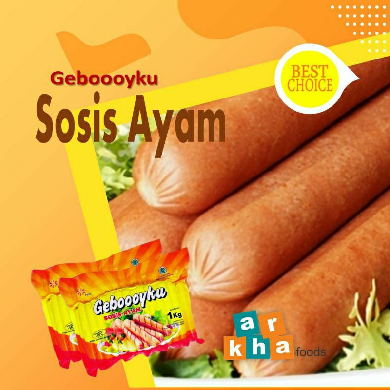 

SOSIS AYAM GEBOOOYKU 1KG MAKANAN BEKU MURAH / GEBOY 1kg