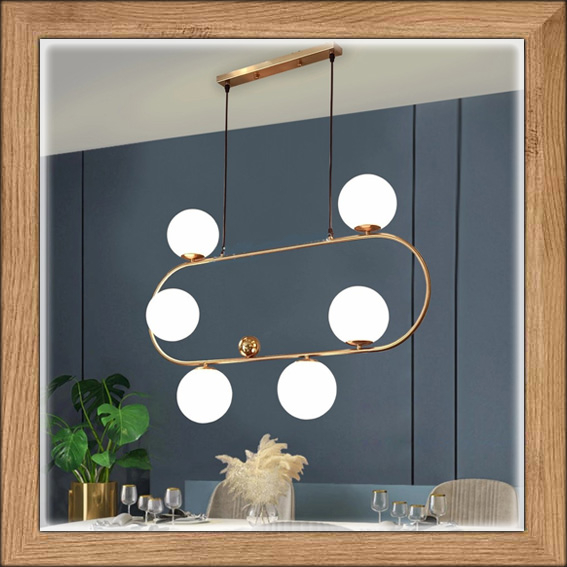 Lampu gantung MODERN CONTEMPORER OVAL 6 GLASS BALL CLASSIC AMERICAN minimalis elegan oval bola kaca 