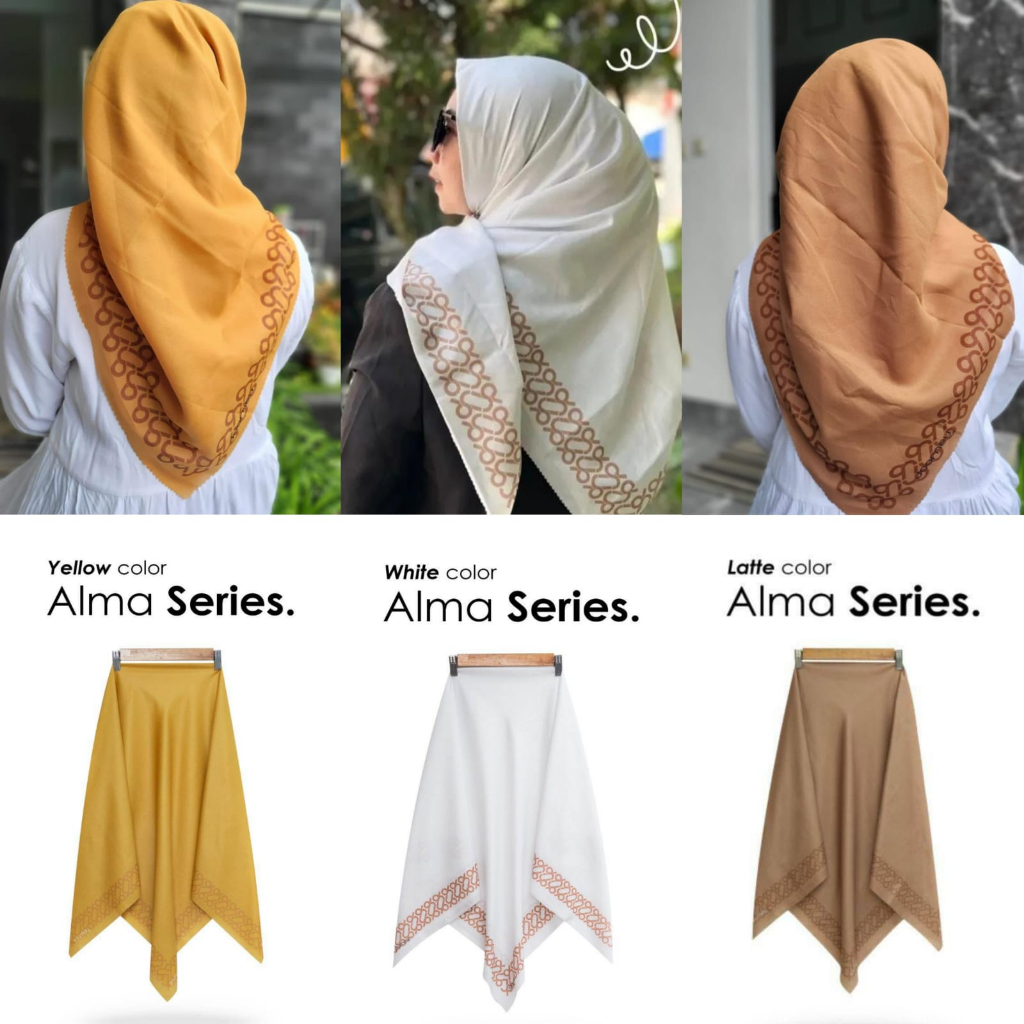 HIJAB KERUDUNG SEGIEMPAT MOTIF JOURNEY KW ALMA SERIES // JILBAB SEGIEMPAT MOTIF JOURNEY LASER CUT //