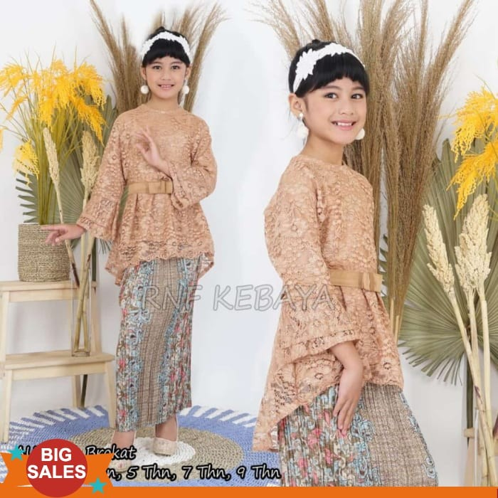 SETELAN KEBAYA ANAK PERMPUAN 3-11TAHUN + ROK KEBAYA / SET KEBAYA ANAK AURORA BROKAT / BRUKAT ANAK / 